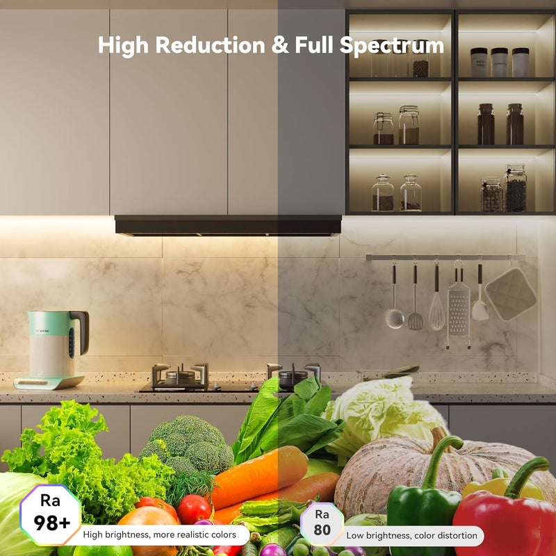 PAUTIX أضواء شريط LED COB مع جهاز تحكم عن بعد RF، أضواء LED بدون نقاط مدرجة UL، ديمبل 3000K أبيض دافئ، ساطع للغاية 16.4 قدم شريط LED مرن 24V، لمطابخ، أسرّة، مكاتب، إضاءة داخلية للسلالم - Image 4